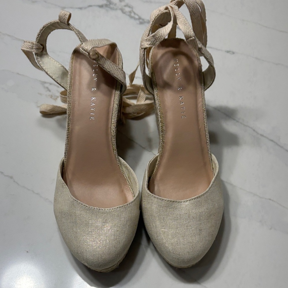 Kelly & Katie Beige Lace-Up Espadrilles - Picture 3 of 17
